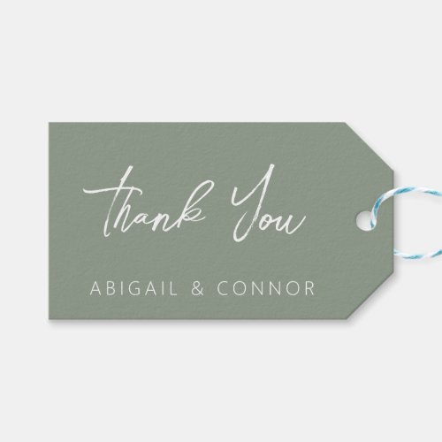 Simple Modern Sage Green Calligraphy Gift Tags