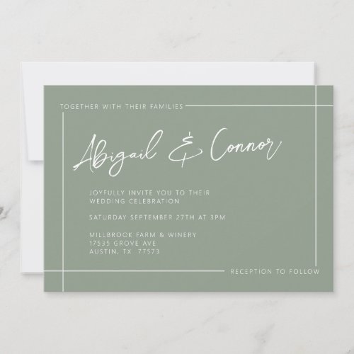 Simple Modern Sage Green Calligraphy Invitation