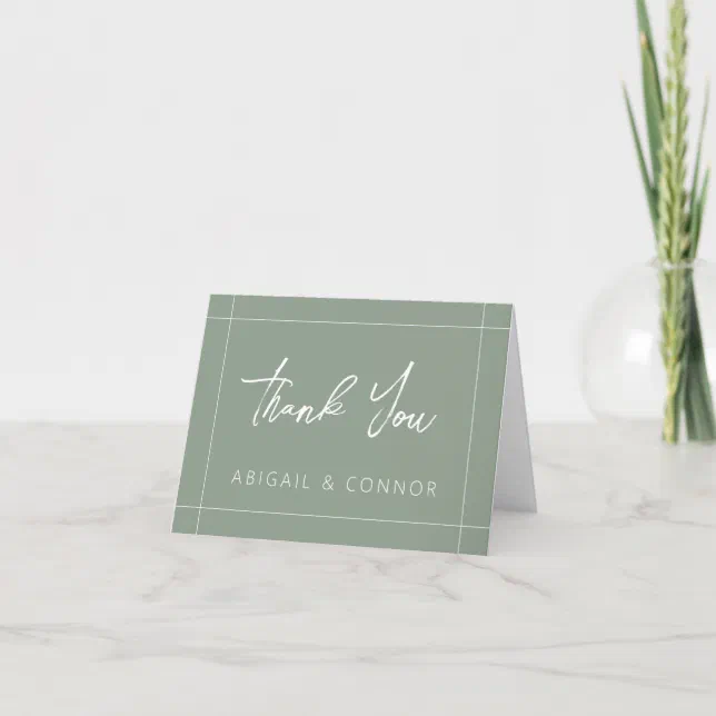 Simple Modern Sage Green Calligraphy Thank You Card | Zazzle