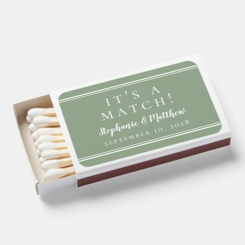 Simple Modern Sage Green Chic Wedding Favors Matchboxes
