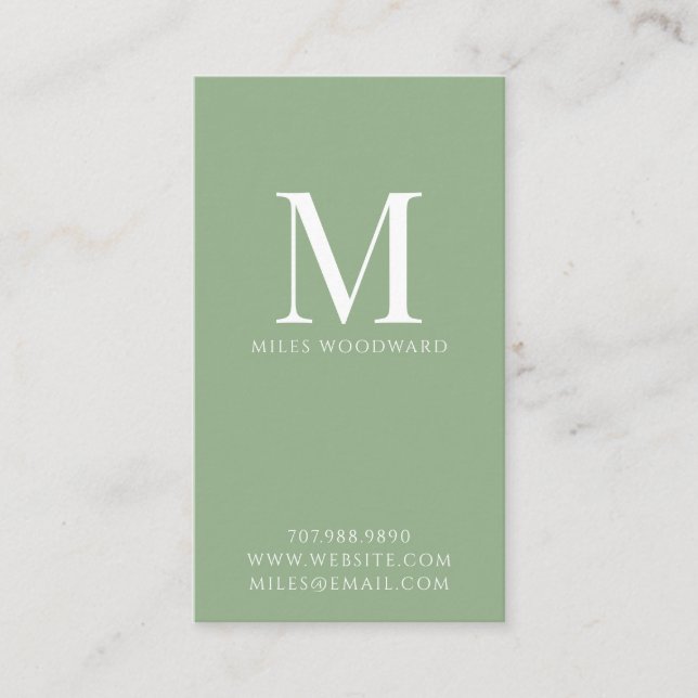 Simple Modern Sage Green Minimalist Business Card (Front)