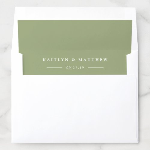 Simple Modern Sage Green Wedding Envelope Liner