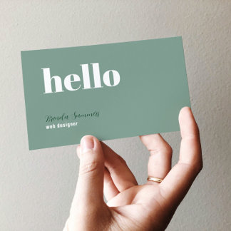 Simple Modern Sage green & White Background Business Card