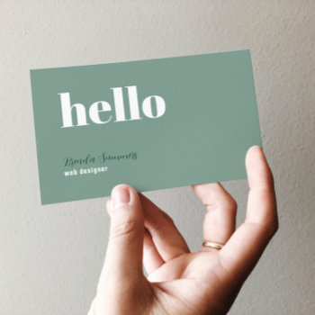 Simple Modern Sage Green & White Background Business Card by artOnWear at Zazzle
