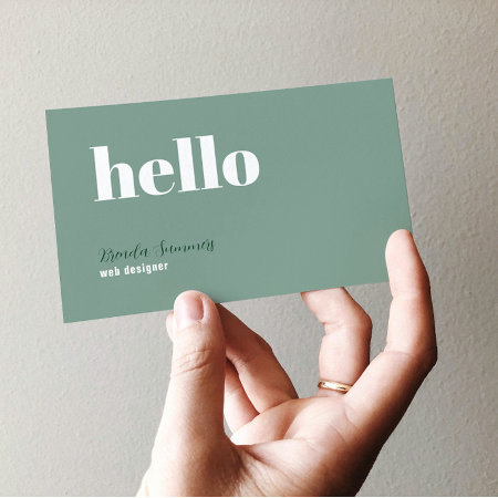Simple Modern Sage Green & White Background Business Card