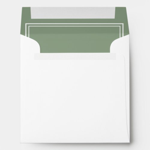 Simple Modern Sage Green  White Square Invite  Envelope