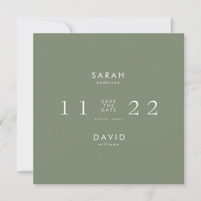 Simple Modern Sage Square Save the Date (Front)