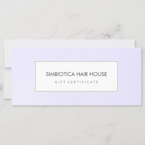 Simple Modern Salon Spa Lavender Gift Certificate
