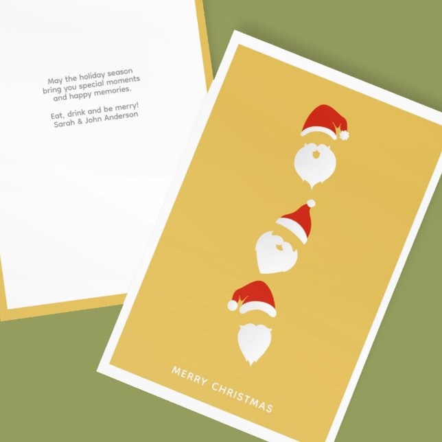 Simple Modern Santa Graphic Gold Christmas Holiday Card (Creator Uploaded)