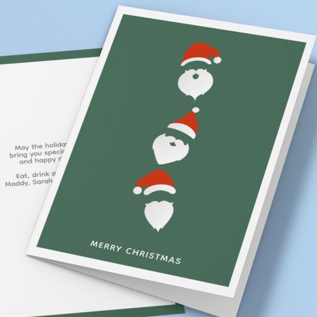Simple Modern Santa Graphic Green Christmas Holiday Card (Creator Uploaded)