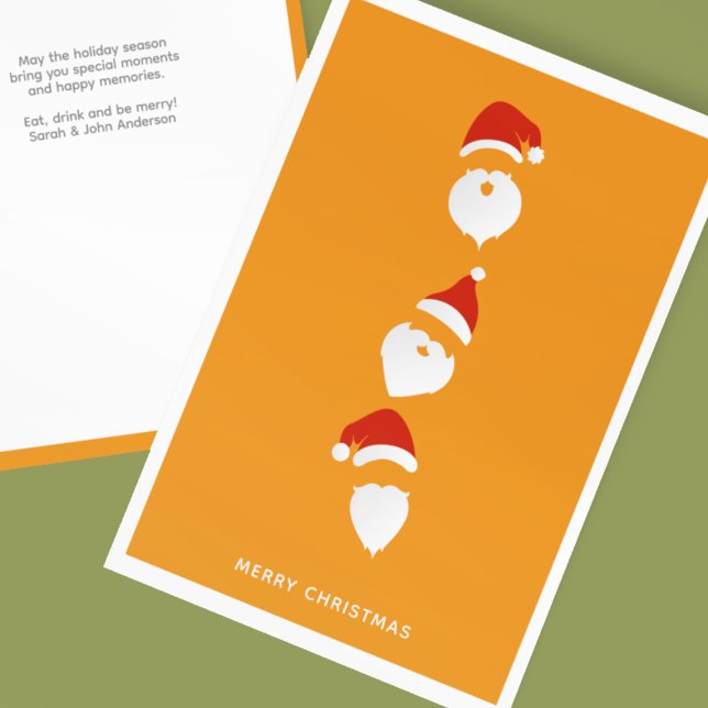 Simple Modern Santa Graphic Orange Christmas Holiday Card (Creator Uploaded)