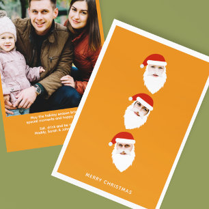 Simple Modern Santa Graphic Orange Christmas Photo Holiday Card