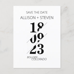 Simple, modern save the date design postcard