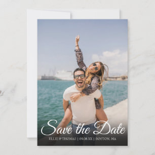 Simple Modern Save the Date Elegant Script Photo