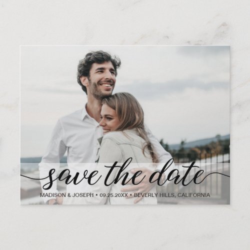 Simple Modern Save the Date Engagement Photo Postcard