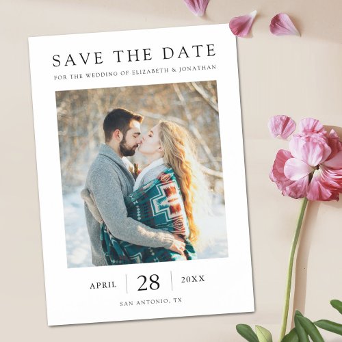 Simple Modern Save the Date Magnet Card with Photo
