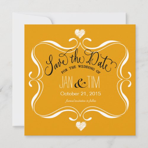 Simple Modern Save the Date  marigold white