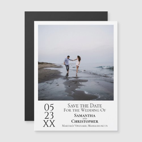 Simple Modern Save the Date Photo White Magnet
