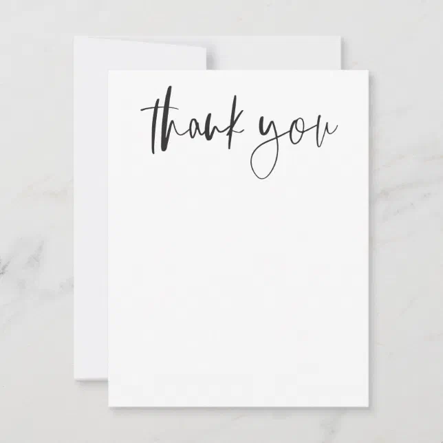 Simple modern script black and white thank you card | Zazzle