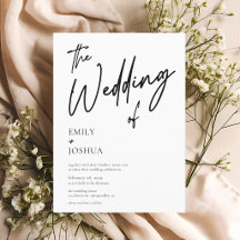 Simple Modern Script Black White Wedding