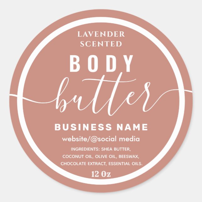 Simple Modern script body butter label (Front)