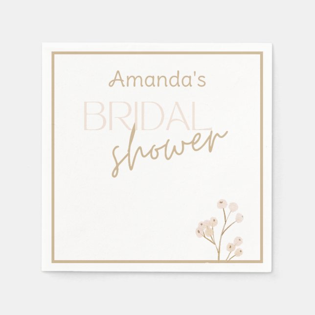 Simple Modern Script Bridal Shower  Napkins (Front)