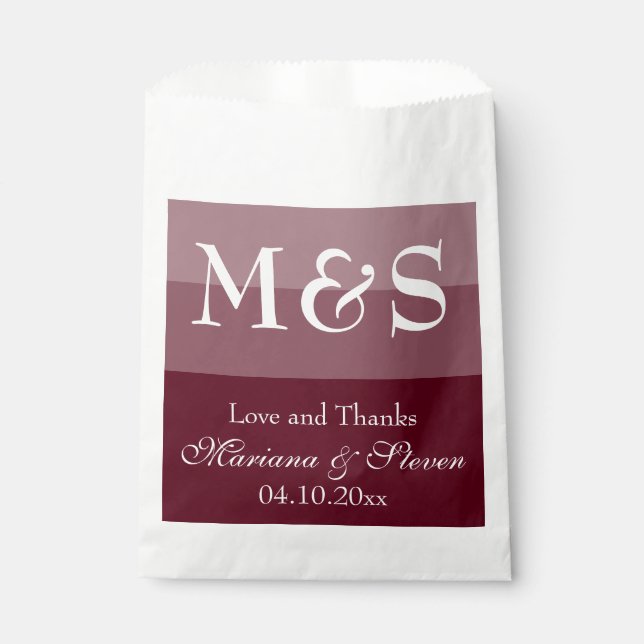 Simple Modern Script Burgundy Favor Bag (Front)