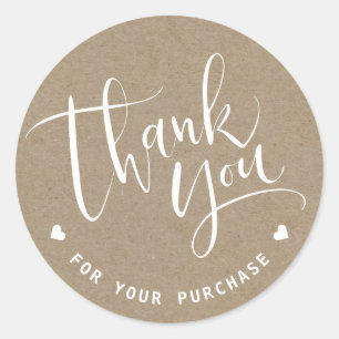 Simple Modern script business thank you Classic Round Sticker