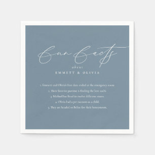 Simple Modern Script Calligraphy Fun Facts Wedding Napkins