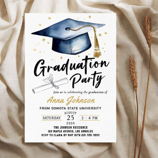 Simple Modern Script Calligraphy Graduation Party Invitation