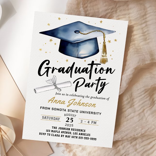 Simple Modern Script Class of '26 Graduation Party Invitation (Creator Uploaded)