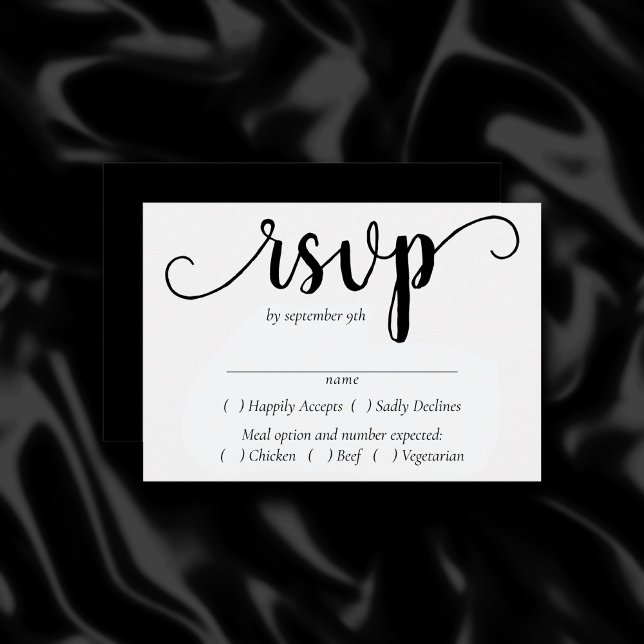 Simple Modern Script | Classic Black Event Entree RSVP Card (Creator Uploaded)