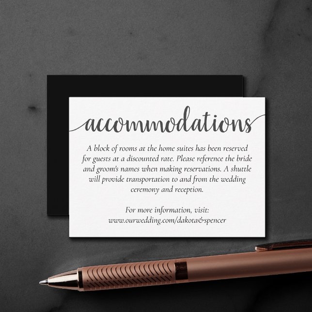 Simple Modern Script | Classic Guest Accommodation Enclosure Card (Creator Uploaded)