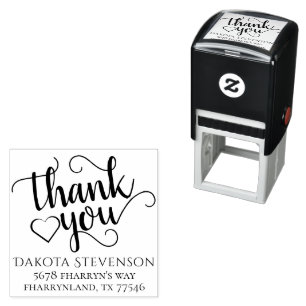 Simple Modern Script Classic Thank You Address Self-inking Stamp
