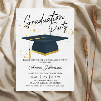 Simple Modern Script College Graduation Party Invitation