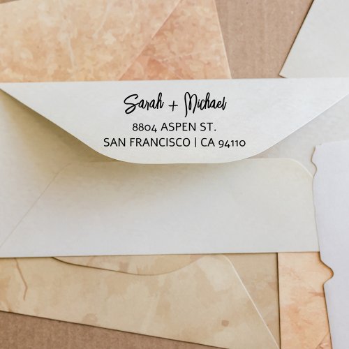 Simple Modern Script Couples Names Return Address  Self_inking Stamp