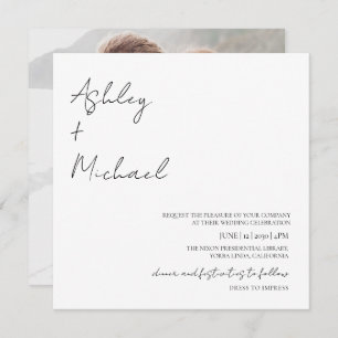 Simple Modern Script Dress Code Photo Wedding Invitation