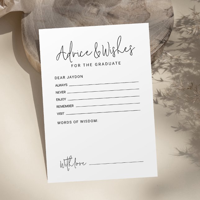 Simple Modern Script Graduate advice & wishes Card (Simple Modern Script Graduate advice & wishes Card)
