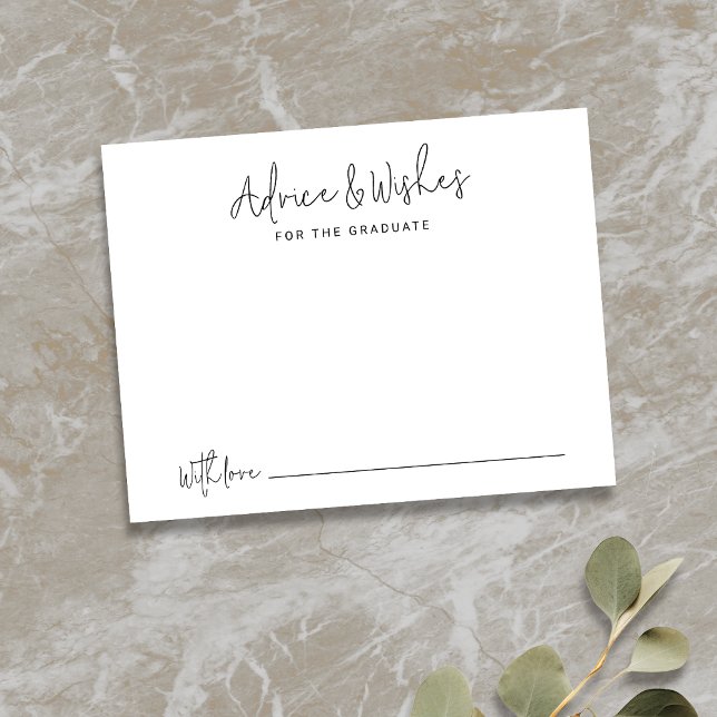 Simple Modern Script Graduate advice & wishes Note Card (Simple Modern Script Graduate advice & wishes Note Card)