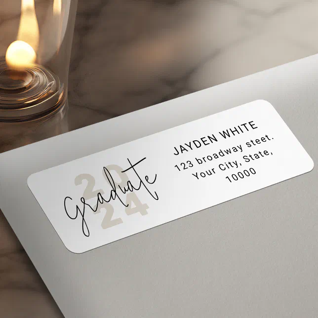 Simple Modern Script Graduate Return Address Label | Zazzle