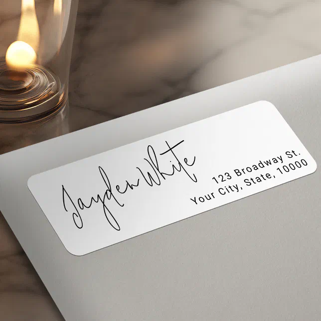 Simple Modern Script Graduate Return Address Label | Zazzle