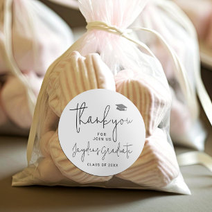 Simple Modern Script Graduate thank you Classic Round Sticker