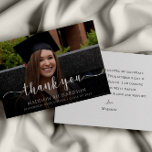 Simple Modern Script Graduation Photo Thank You Card<br><div class="desc">Say thank you to your graduation guests with this photo thank you card.  Add a photo on the front of the card and customize text with your own personal thank you message on the back.</div>