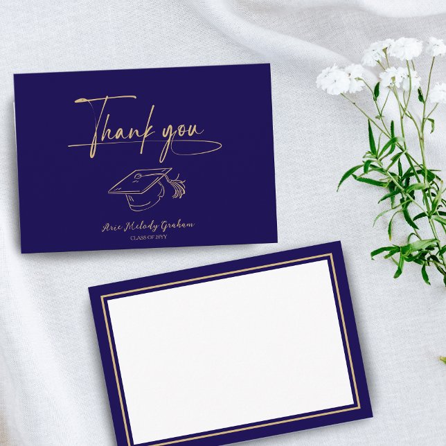 Simple Modern Script Graduation Thank You Card (Creator Uploaded)