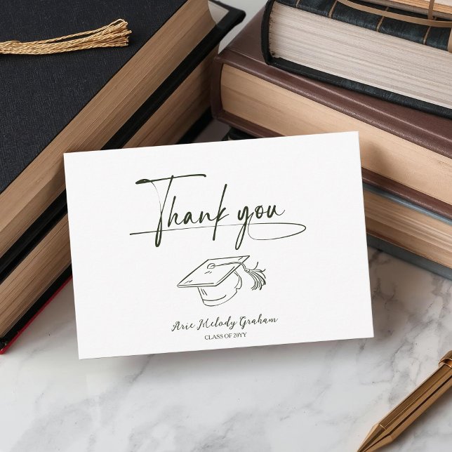 Simple Modern Script Graduation Thank You Card (Creator Uploaded)