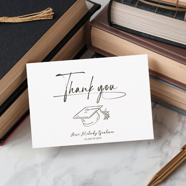 Simple Modern Script Graduation Thank You Card (Creator Uploaded)
