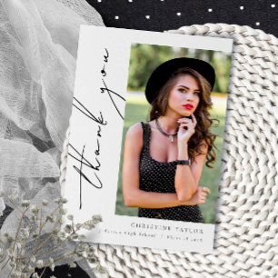 Simple Modern Script Graduation Thank You Card