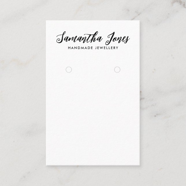 Simple Modern Script jewelry Earrings Display  Business Card (Front)