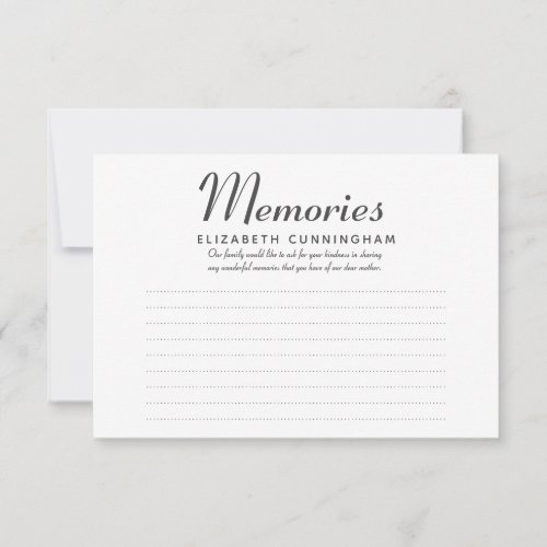 Simple Modern Script Memories Memorial Reply RSVP Card