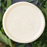 Simple Modern Script Merry Christmas Wax Seal Sticker<br><div class="desc">Simple Modern Script Merry Christmas Wax Seal Stamp. The perfect personal touch for your Christmas holiday cards. Easy peel-and-stick option. Click the personalize button to customize this design.</div>